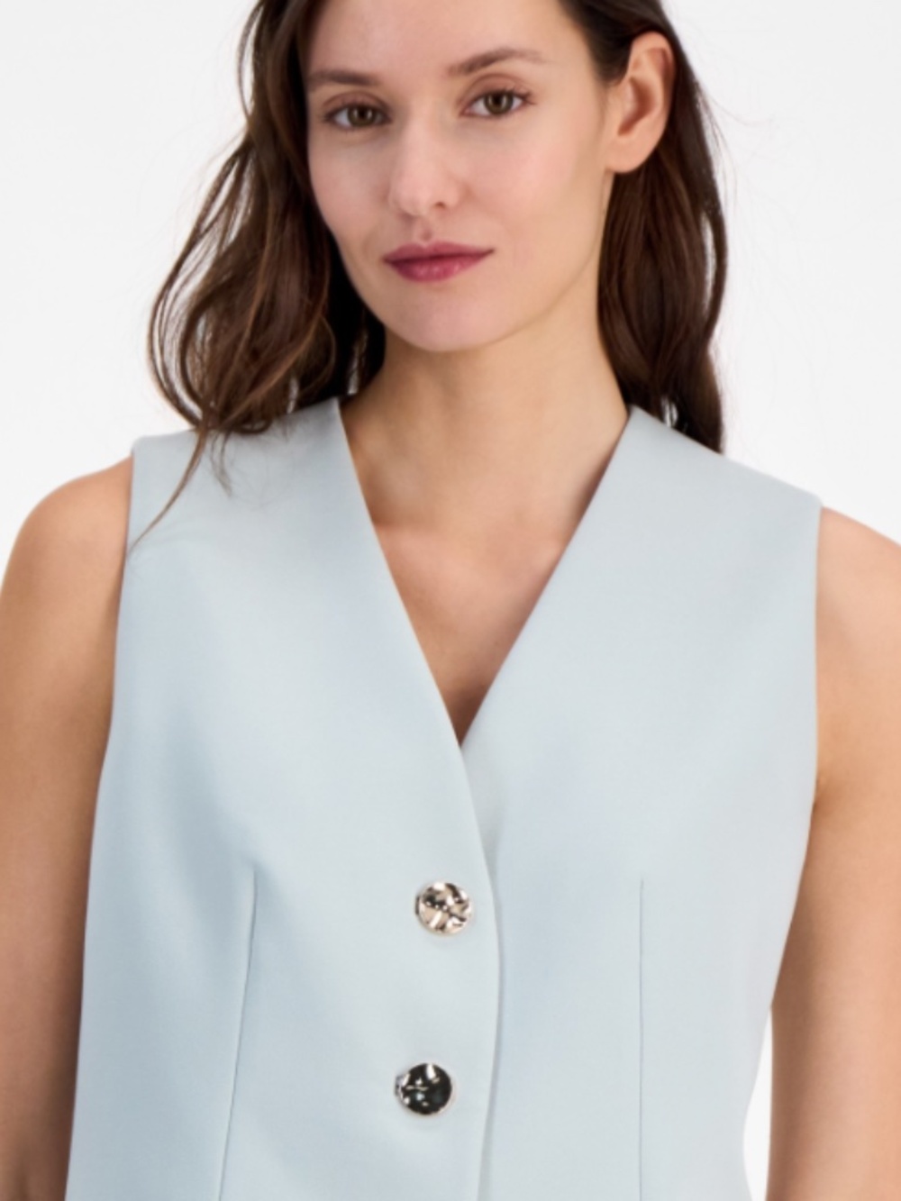 Anne Klein Women's Stretch Sleeveless V-Neck Vest - Soft Aloe Size 14 NWT - Picture 3 of 4